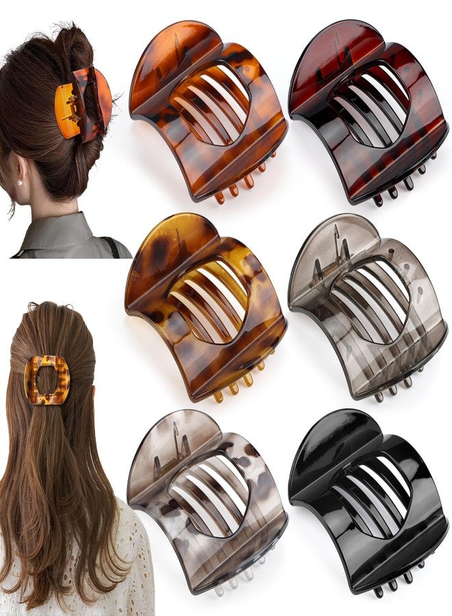 ProSuites 6 Pack Large Flat Hair Clips for Women Girls, Strong Hold French Claw Clips for Thin Hair, Minimalist Hair Accessories for Work/Travel (Tortoiseshell) - Image 1